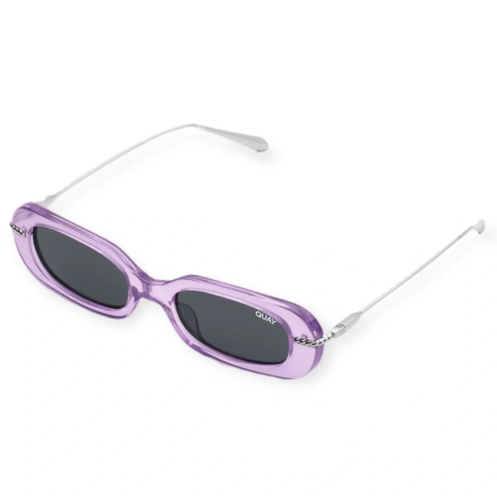 QUAY So Serious Sunglasses Milky Purple & Silver Frame Smoke Lens Retro Y2K NWT